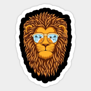 Vintage Lion Head Sunglasses Summer Sunset Sticker